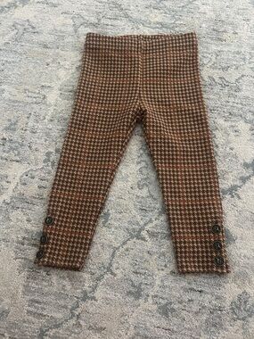 Ralph Lauren Girls Brown Houndstooth Button-Trim Leggings